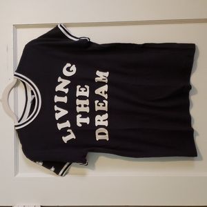 Soft Black Disney T Shirt Living The Dream and Mickey Mouse Sleeve Print